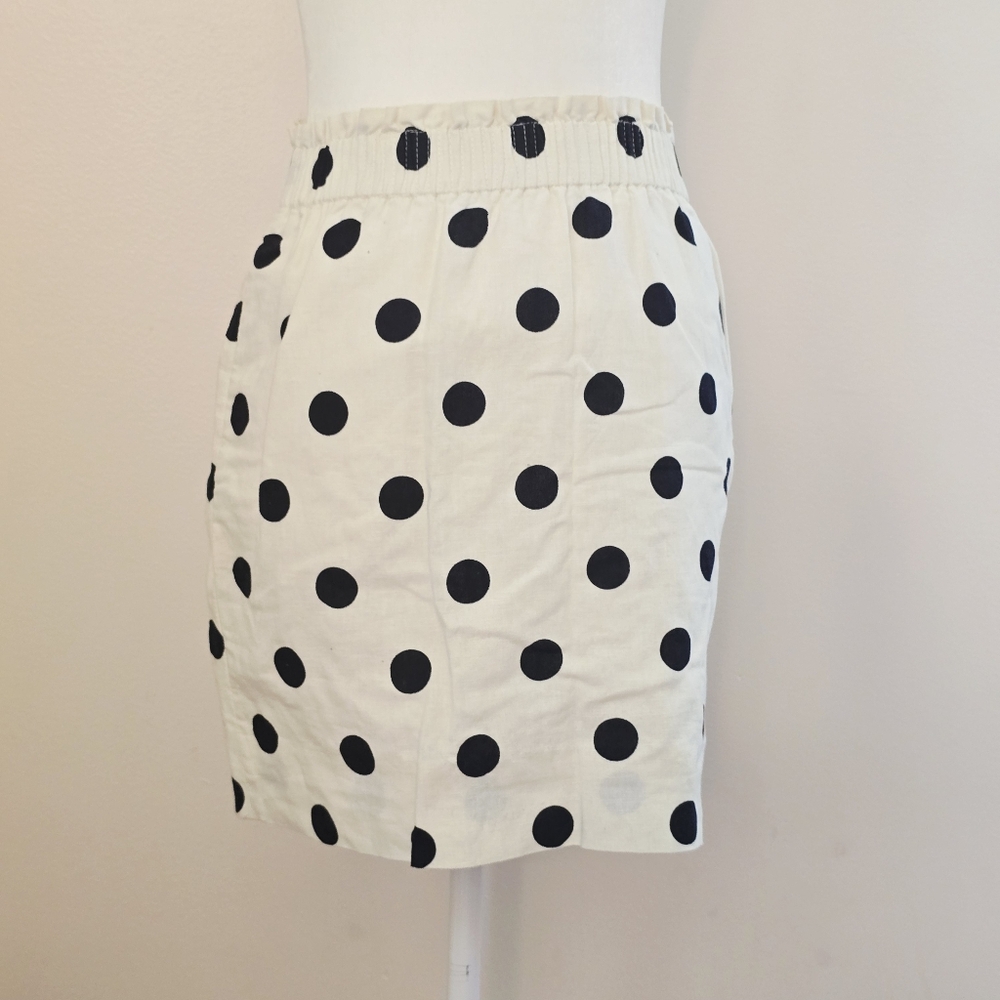 J. Crew Polka Dot Elastic Waist Cotton Mini Skirt Size 00